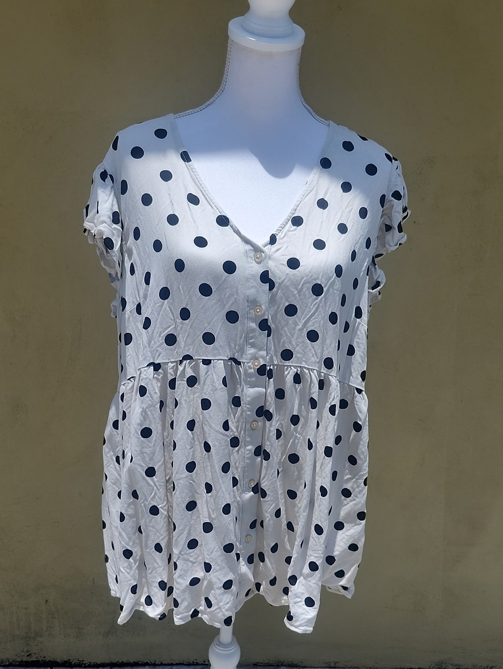 GAP Maternity Cream Blouse with Black Polka Dots